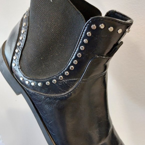 ZARA Women's Flat Ankle Boots w/Silver Studs and Elastic - Black - Size 8.5 - Picture 6 of 9